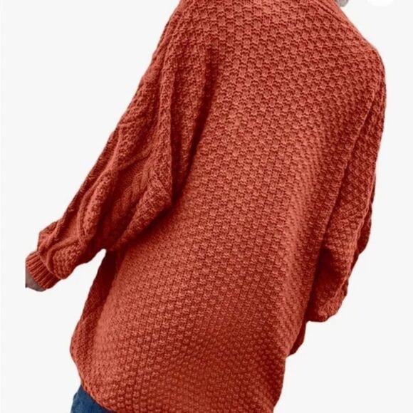 New Cable Knit Open Front Lantern Sleeves Chunky Sweater - Picture 2 of 4